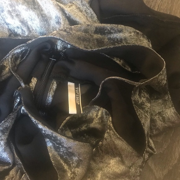 New TopShop Black Silver Metallic Ruffle Maxi Gown - Picture 4 of 6